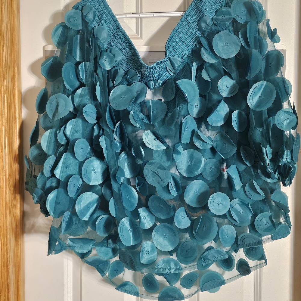 Ashley Stewart Teal Textured Blouse